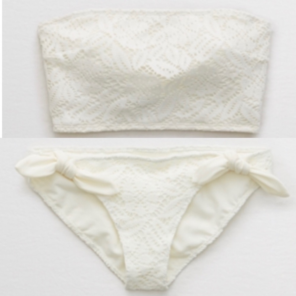 Aerie crochet longline bandeau bikini set